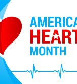 National american heart month banner with logo. Vector illustration ECG graph and red heart for banner, flyer, poster and social medial and hospital use. Heart and cardiology concept design.