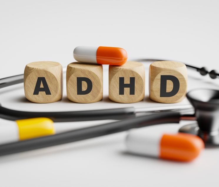 ADHD diagnosis and treatment. 3d rendering