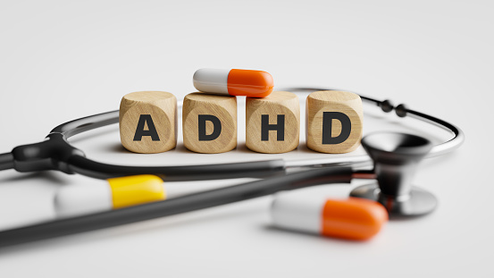 ADHD diagnosis and treatment. 3d rendering